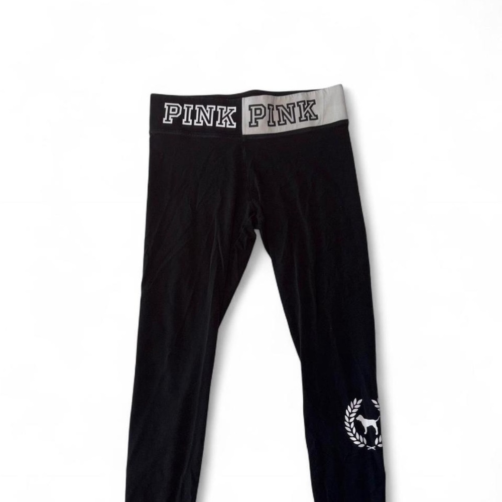PINK Victoria's Secret Black Leggings with Logo Waistband